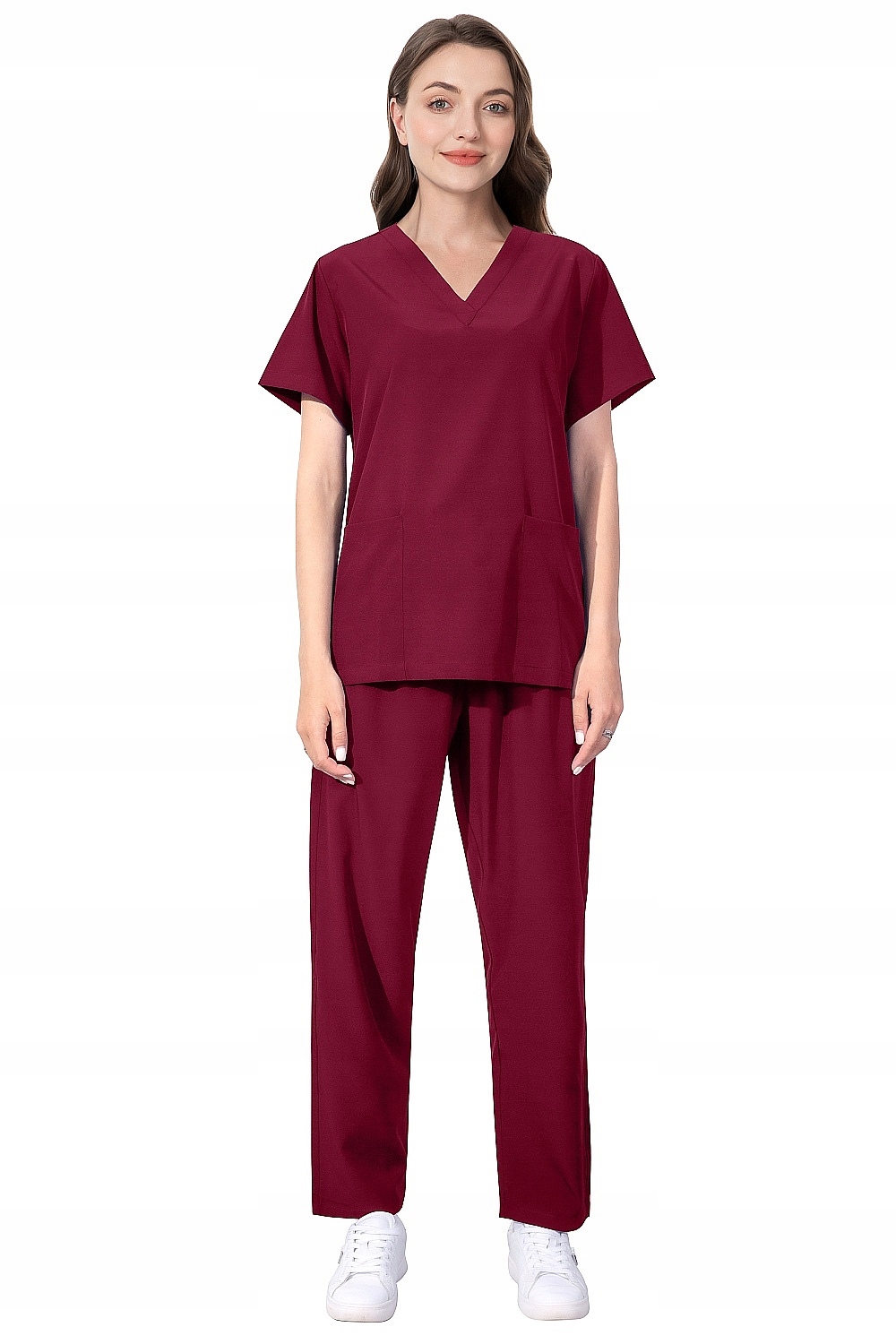 Komplet Medyczny Damski Scrub Uniform Model 42021 Ciemnoczerwony Rozmiar S