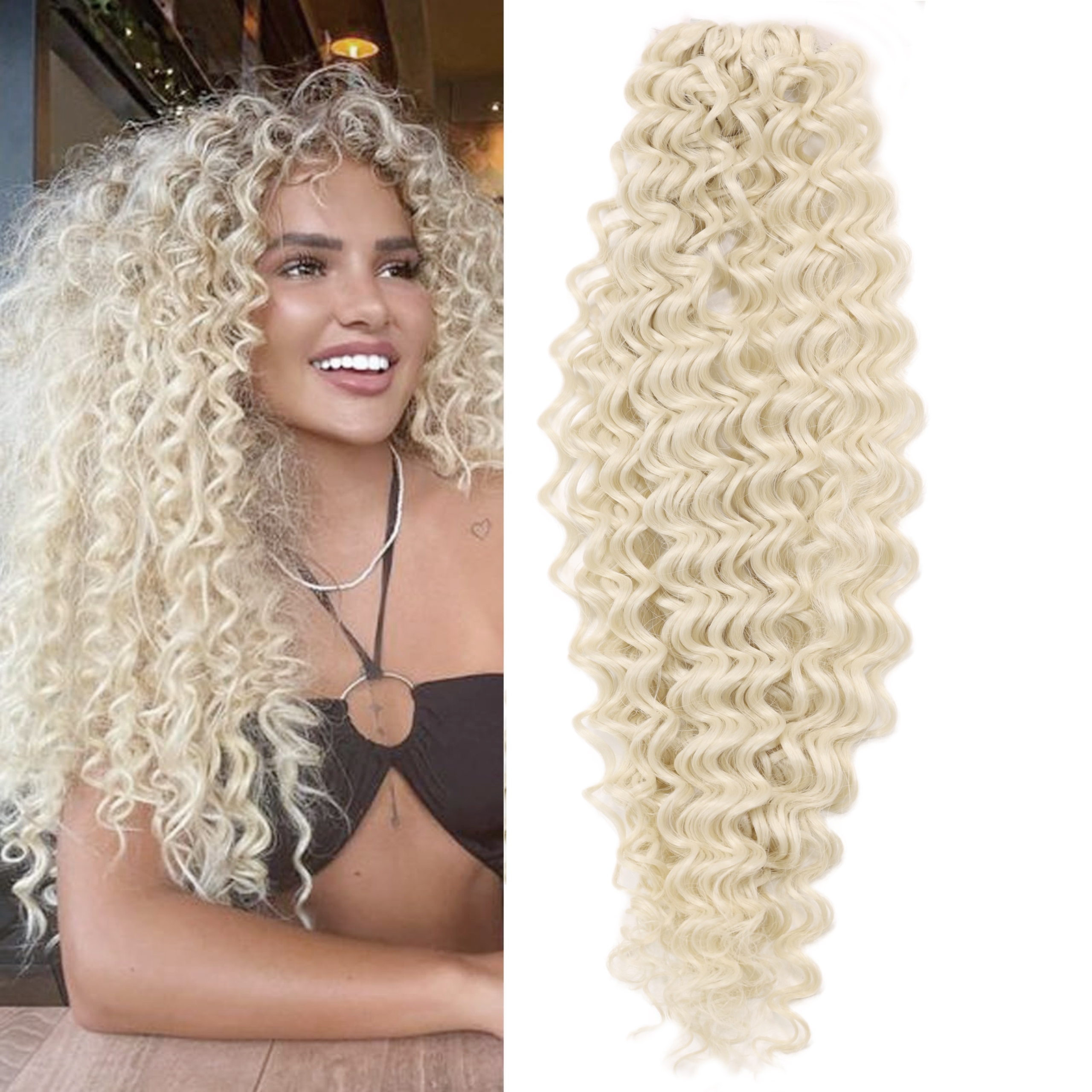 AFROLOKI CROCHET WŁOSY SYNTETYCZNE KRĘCONE AFRO platyna 613b