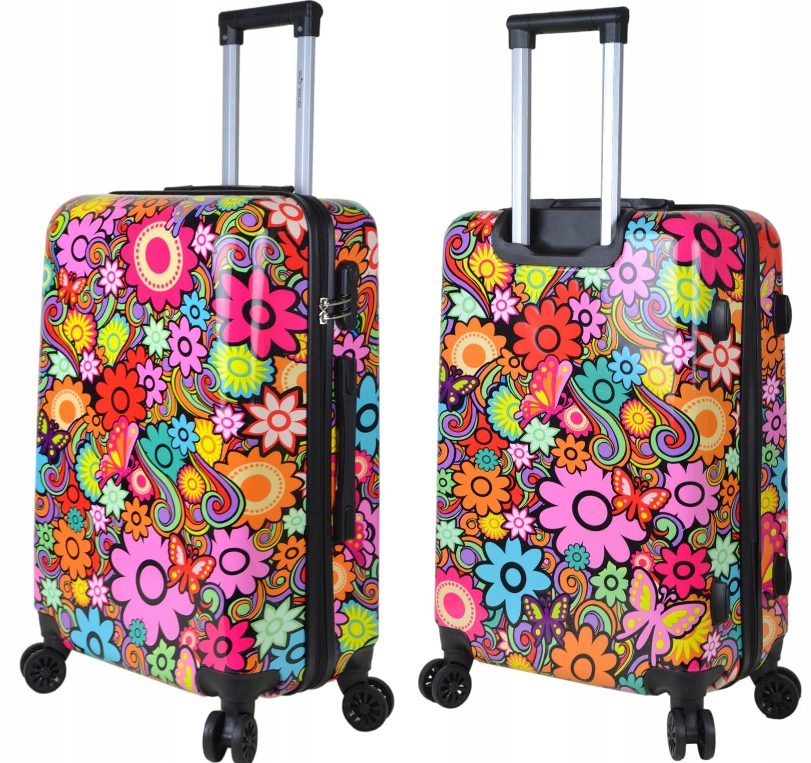 Średnia walizka podróżna na kółkach firmy SunBag model kwiatki