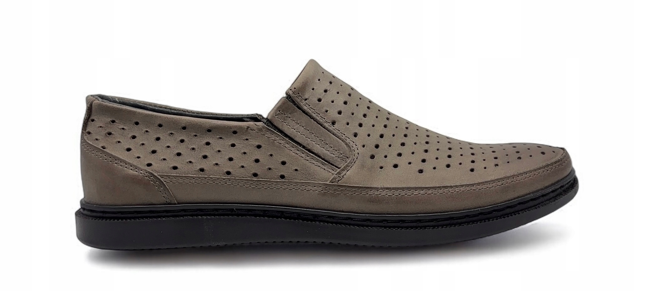 Nazouvací polobotky s perforací model 2107 l Polbut – přírodní kůže, velikost 42