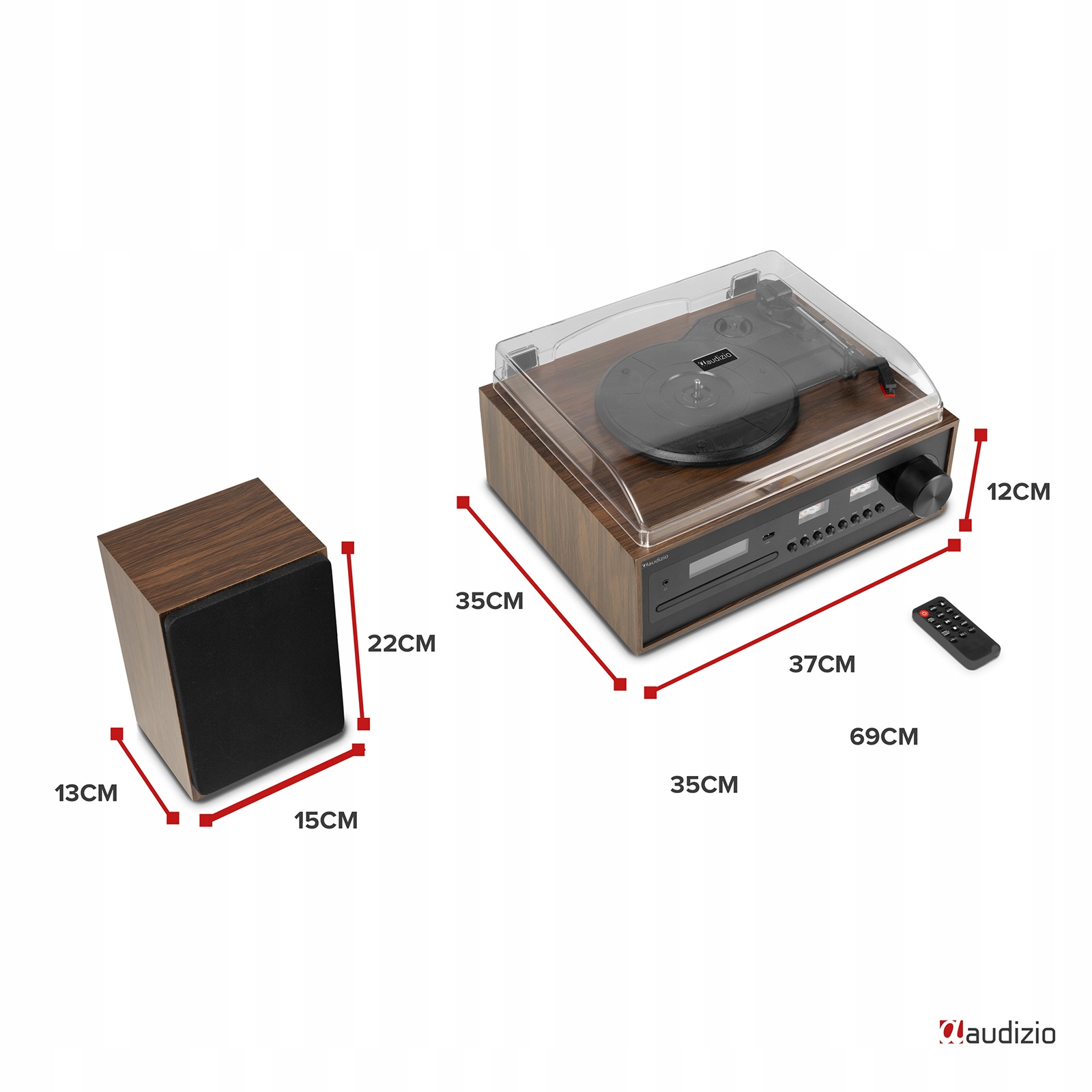 Gramofon retro Boston odtwarzacz CD USB radio DAB głośniki pilot Audizio Prędkość obrotowa (obr./min) 33 1/3 78