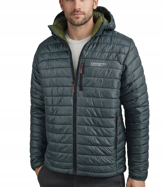 Pánská prošívaná bunda s odnímatelnou kapucí a kapsami 3XL