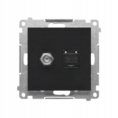 Gniazdo antenowe typu F RJ45 kat. 6 Czarny mat Simon 55
