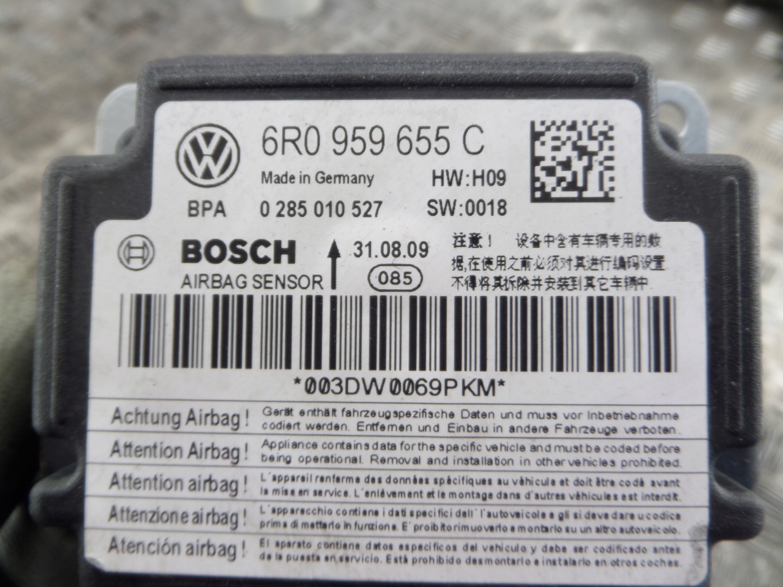 modulo SENSOR AIR BAG VW SEAT AUDI SKODA 6R0959655C