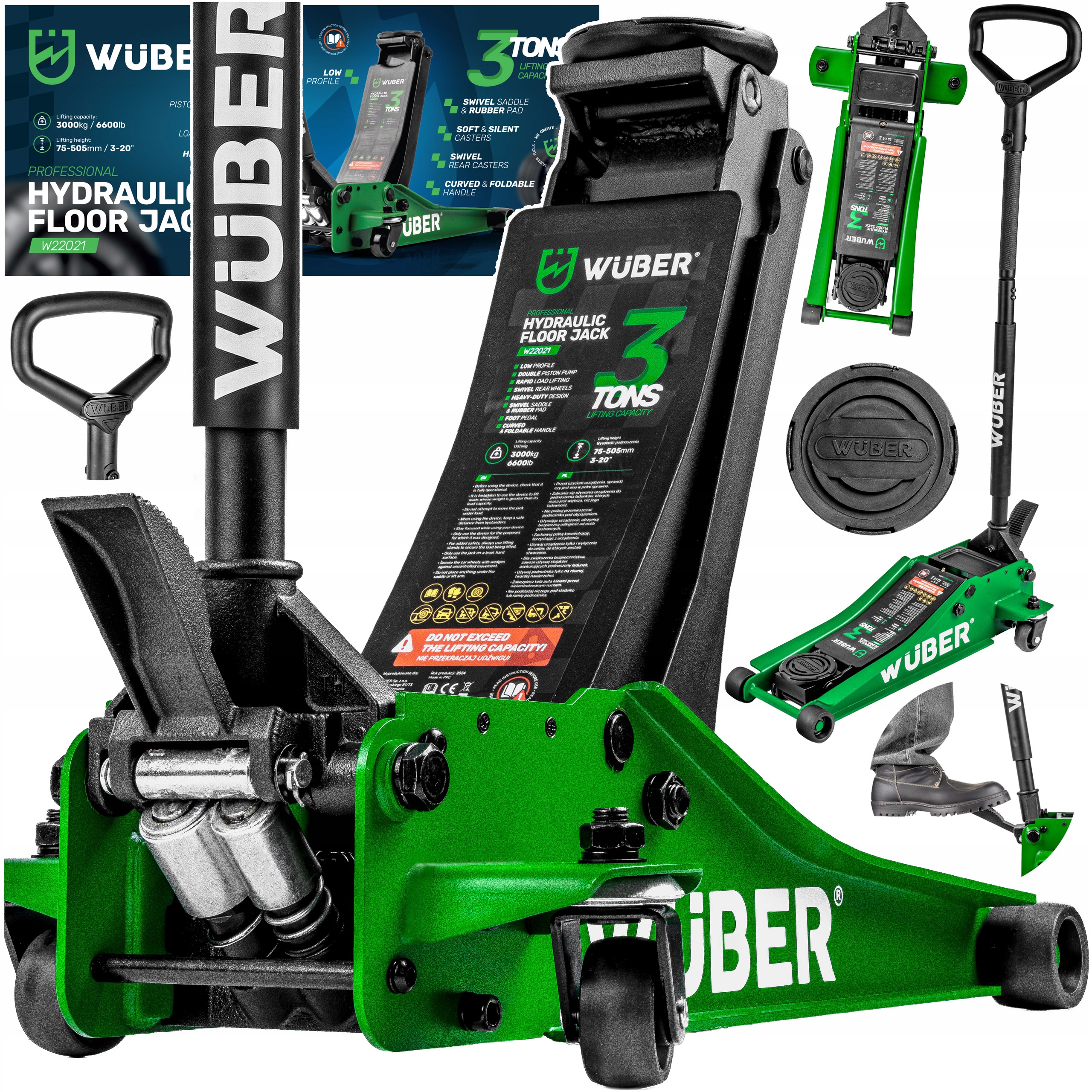 Nízkoprofilový Zvedák Hever Zvedák 3 Tuny, Rozsah 75-505 MM, 3T