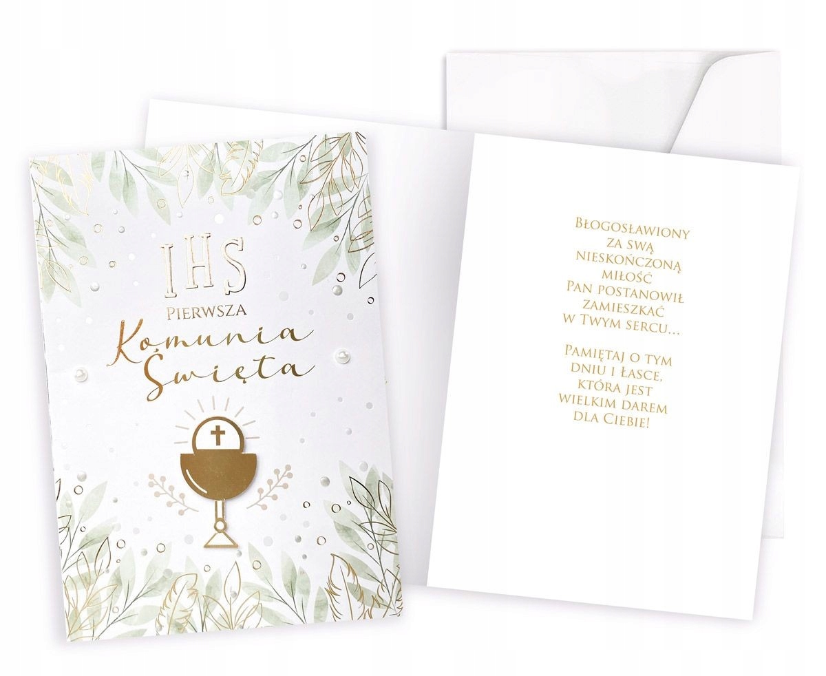 

Kartki Komunijna z życzeniami subtelne cudne DK960