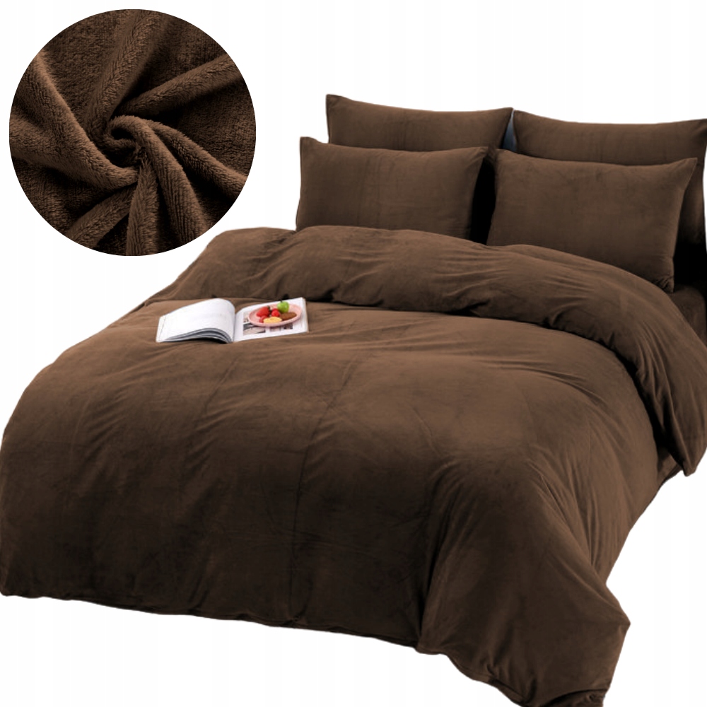 Pościel 160x200 pluszowa polarowa gładka miś zimowa ciepła brązowa