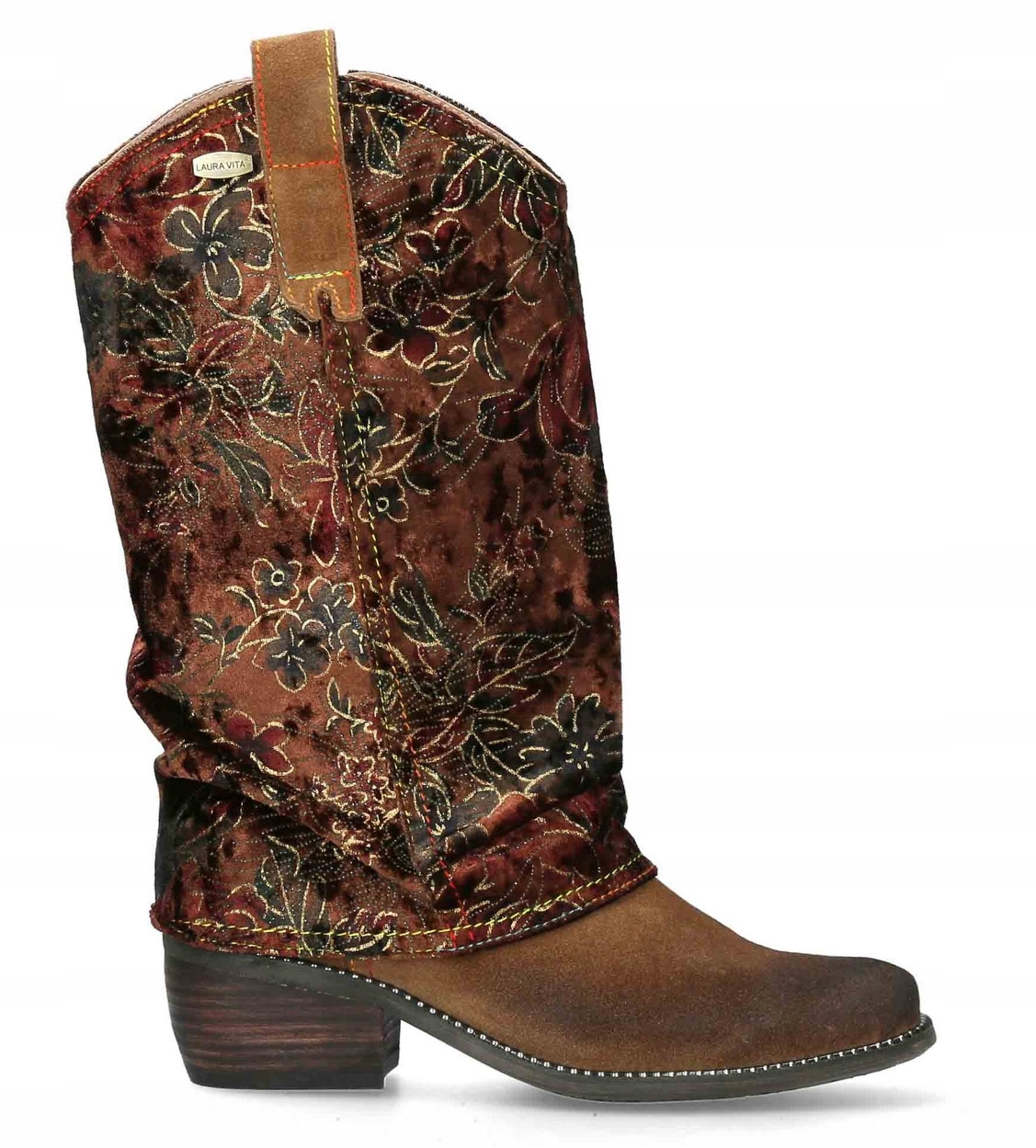 Laura Vita Hnědé Dámské Kožené Kozačky Kotníkové Boty Kovbojské Boty 36