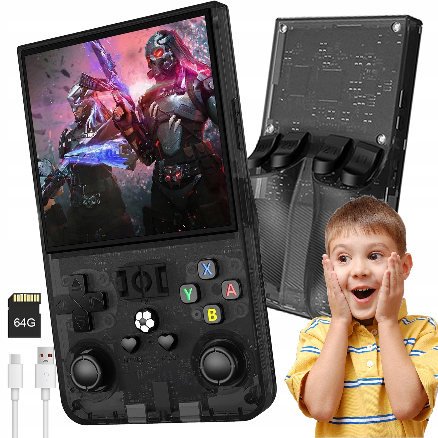 Przenośna Mobilna Konsola Do Gier Retro 18000 Gry Linux 64GB R36MAX 4000MAH