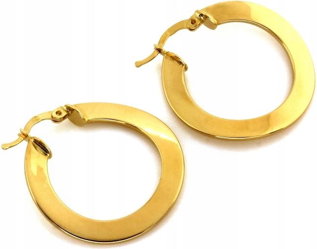 Náušnice zlaté 585 dámské velké kruhy široké ploché 30 mm jako dárek 14k