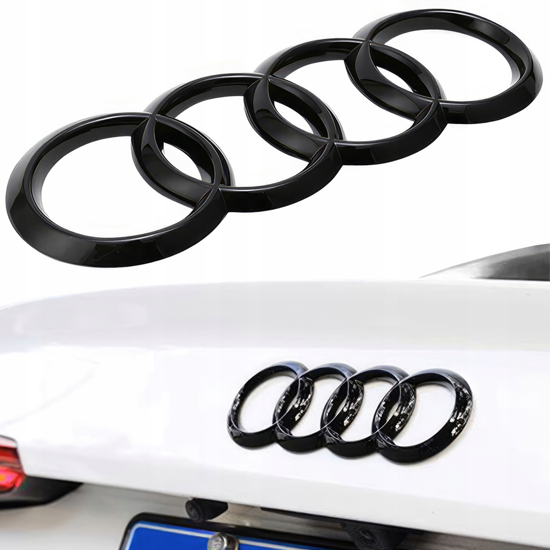Emblemat Znaczek na Tył Klapę do Audi A3 A4 A5 A6 Czarny Połysk 192MM