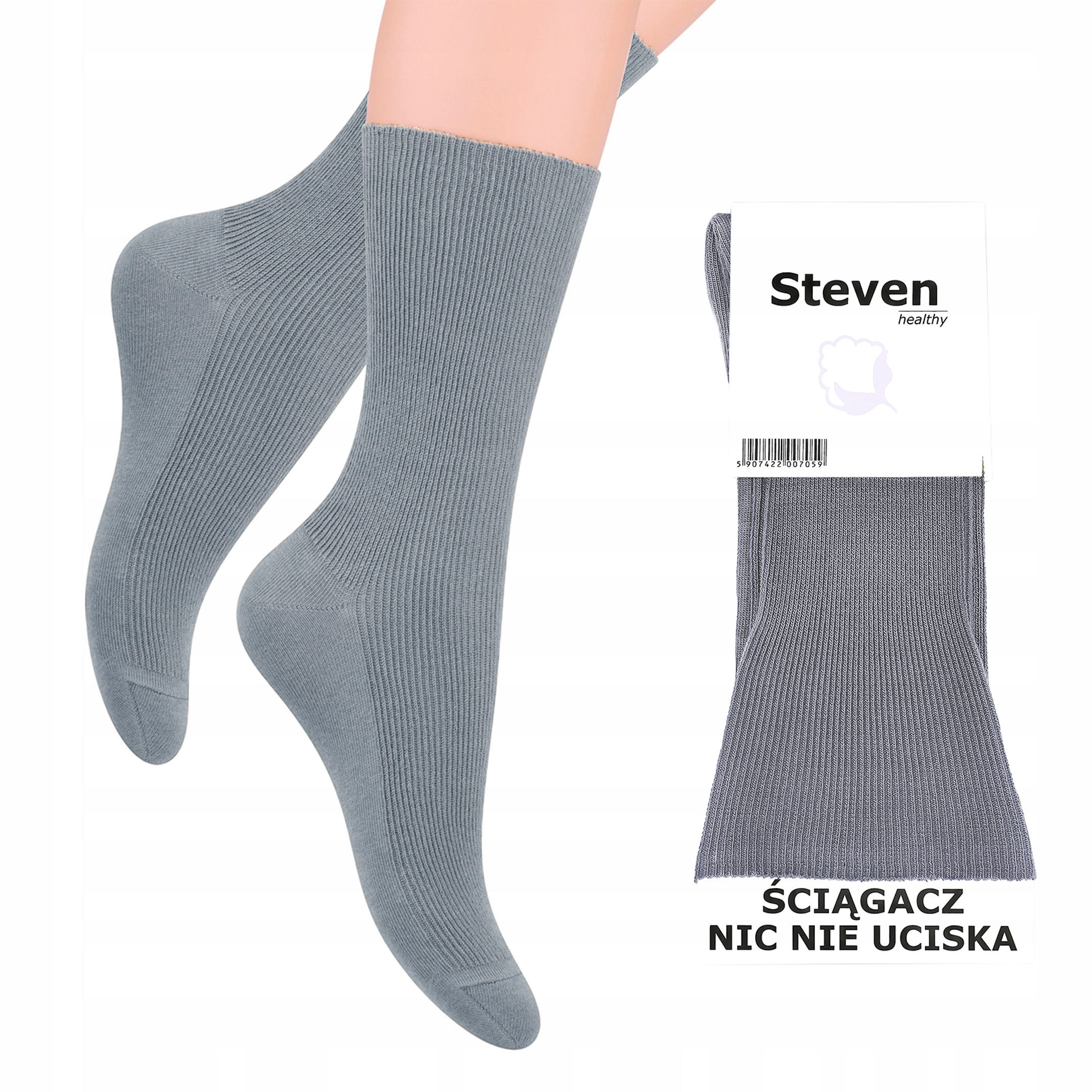 

Skarpety męskie Bezuciskowe popiel Steven 39-42