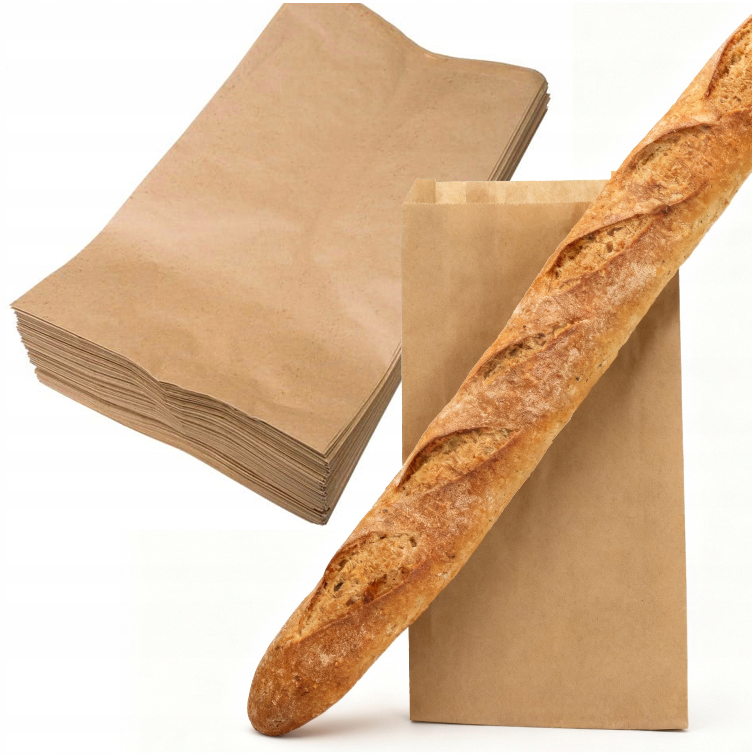 Torba Torebka Papierowa Brązowa Fałdowa Torby Śniadaniowe 280x410 1000 Szt.