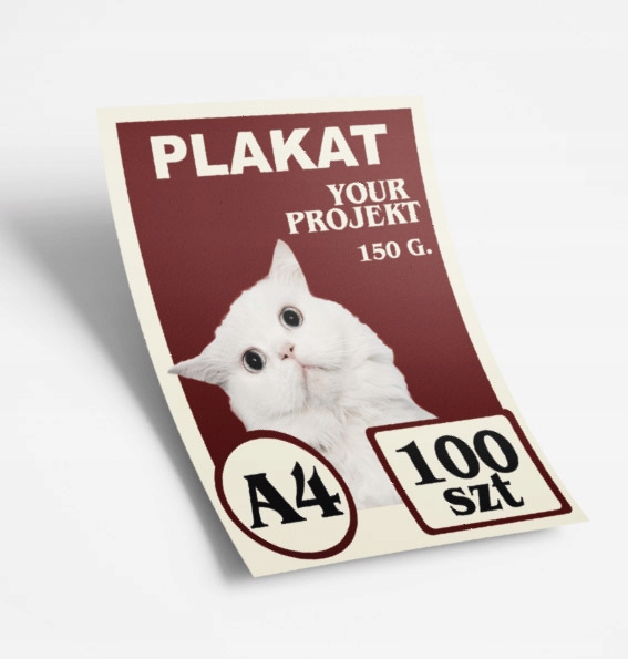 Plakat A4 WYSOKA JAKOŚĆ 100 szt TWÓJ PROJEKT