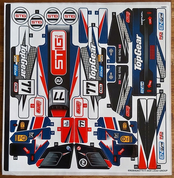 4You Lego Technic 42109 Závodní auto Top Gear Samolepka