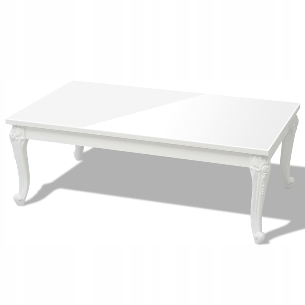Konferenční Stolek Bílý Lesk Barokní Styl 115 X 65 X 42 CM