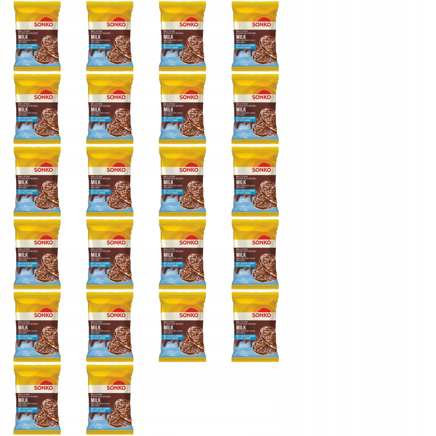 Levně 22 x 30 g Sonko rýžových oplatek v mléčné čokoládě bez přidaného cukru Karton