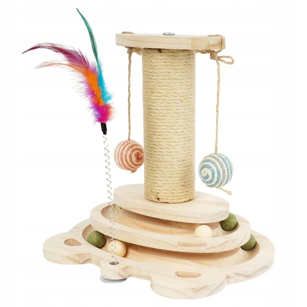 Levně Dřevěná Pro Kočky Interaktivní S Tříúrovňovým Otočným Talířem