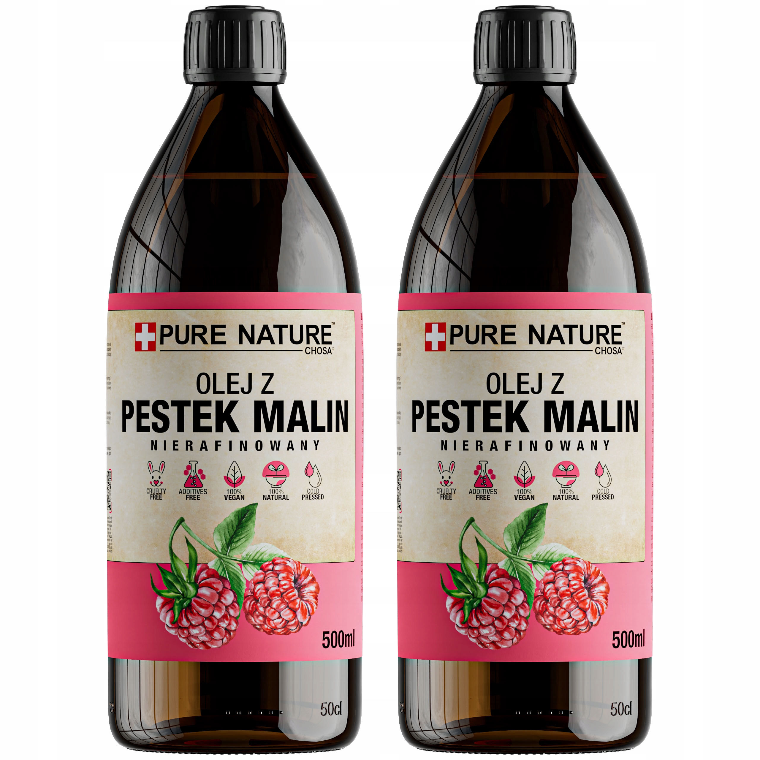 Olej Z Malinových Jader Nerafinovaný Přírodní Za Studena Lisovaný (2x 500 ml) 1 l