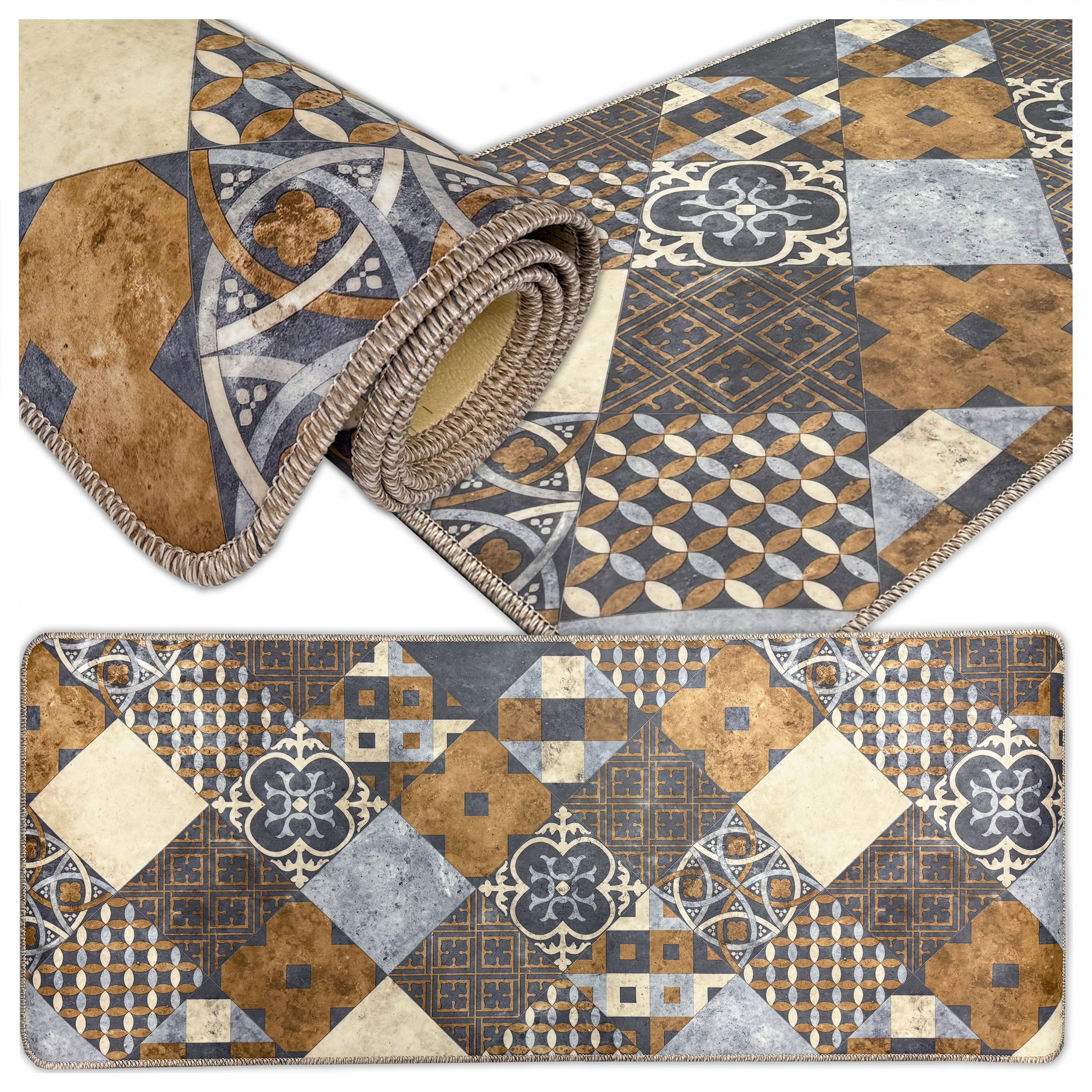 Koberec Běhoun do kuchyně Podgumovaný vinylový voděodolný 63 x 200 cm koberec kuchyňský