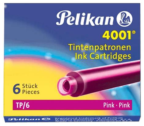 

Naboje do piór Pelikan krótkie różowe /op. 6 szt./