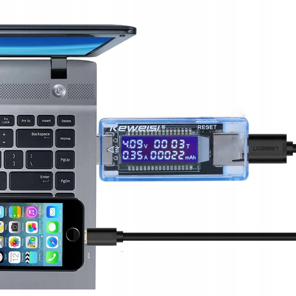 MIERNIK WOLTOMIERZ USB AMPEROMIERZ TESTER NAPIĘCIA PRĄDU Kod producenta 5904094227396