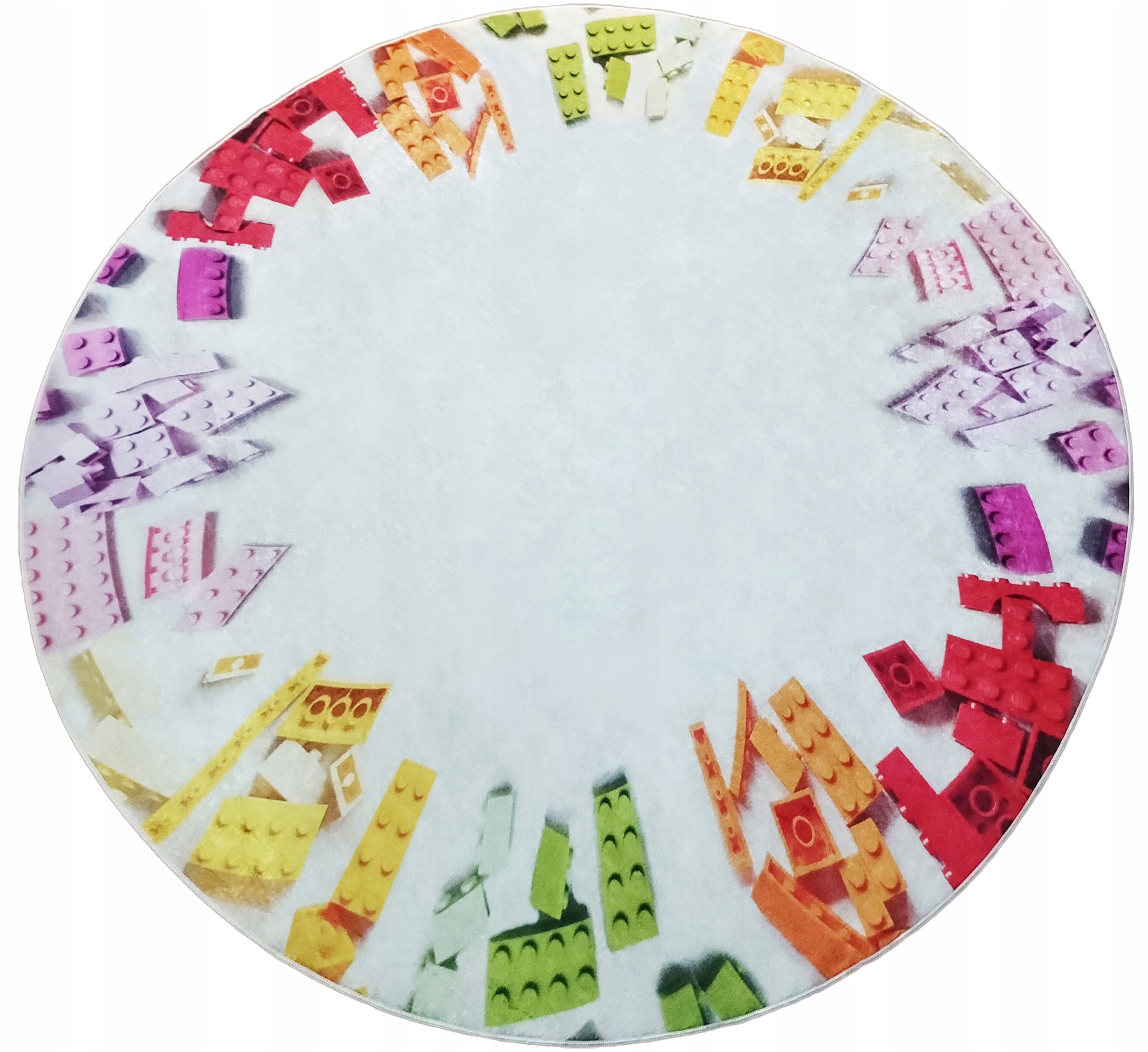 Dywan 120x120 Antypoślizgowy Koło Klocki Lego