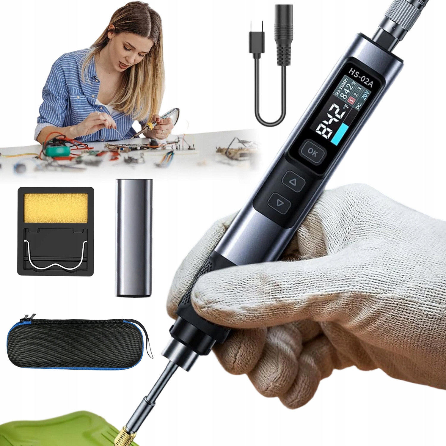 Usb Páječka 100W Rychlé Předehřívání 2S Regulace Teploty 100-450C Ips Obrazovka