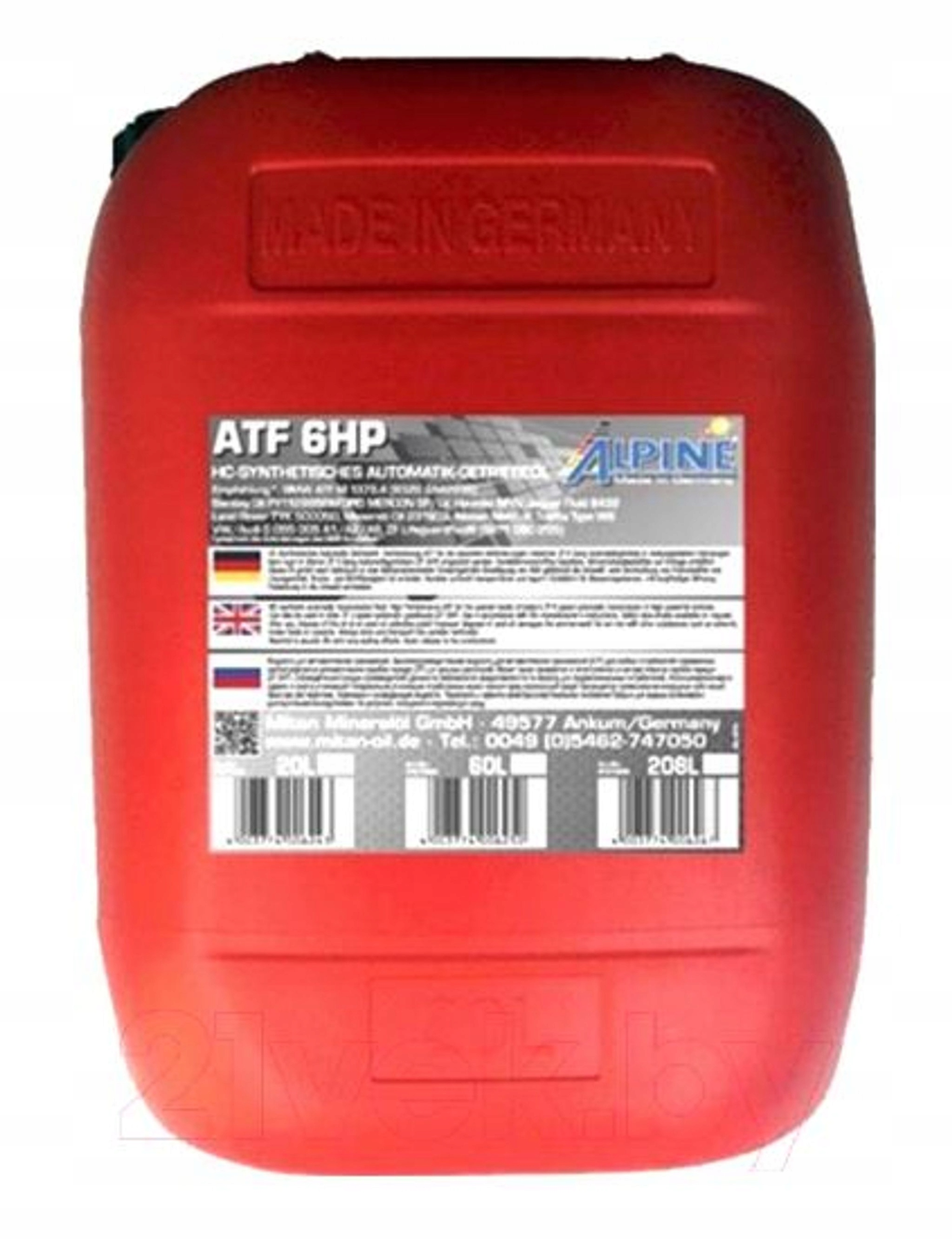 OLEJ PRZEKŁADNIOWY ALPINE ATF 6HP 20L GERMANY