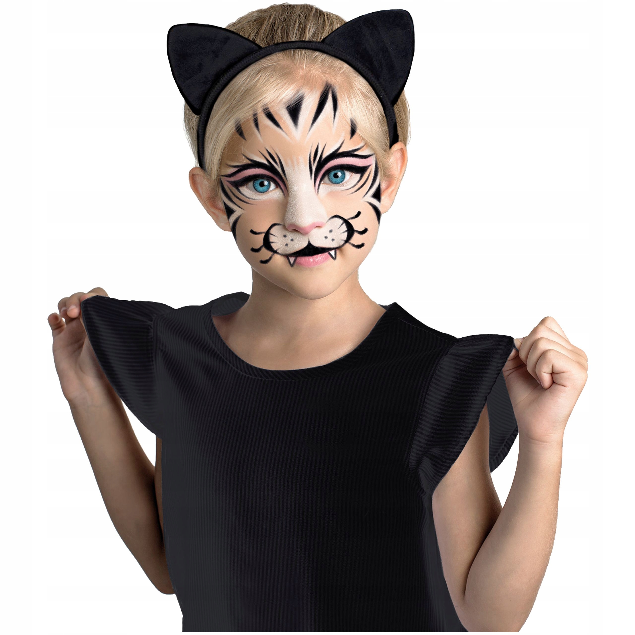 FARBKI DO TWARZY ZESTAW Z OPASKĄ KOTEK KIDEA 7128