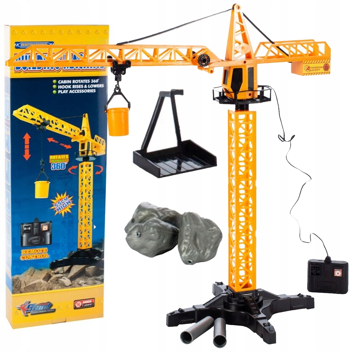 DŹWIG ZDALNIE STEROWANY ŻURAW BUDOWLANY Z PILOTEM NA KABEL podnosi wiaderko Materiał plastik