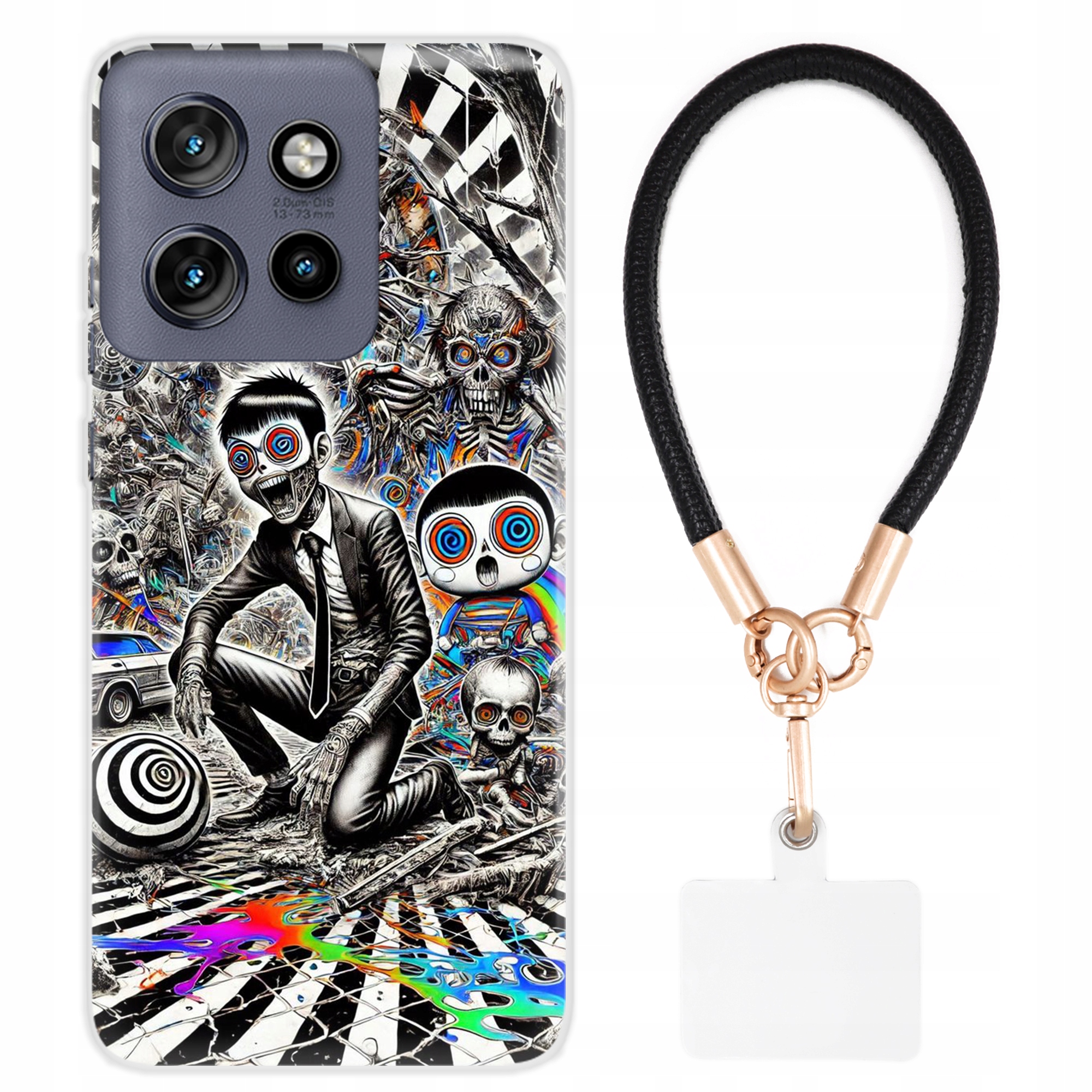 Puzdro Pre Motorola Edge 50 Neo Zadný Kryt Case Smycz Black Psychodelic Wz