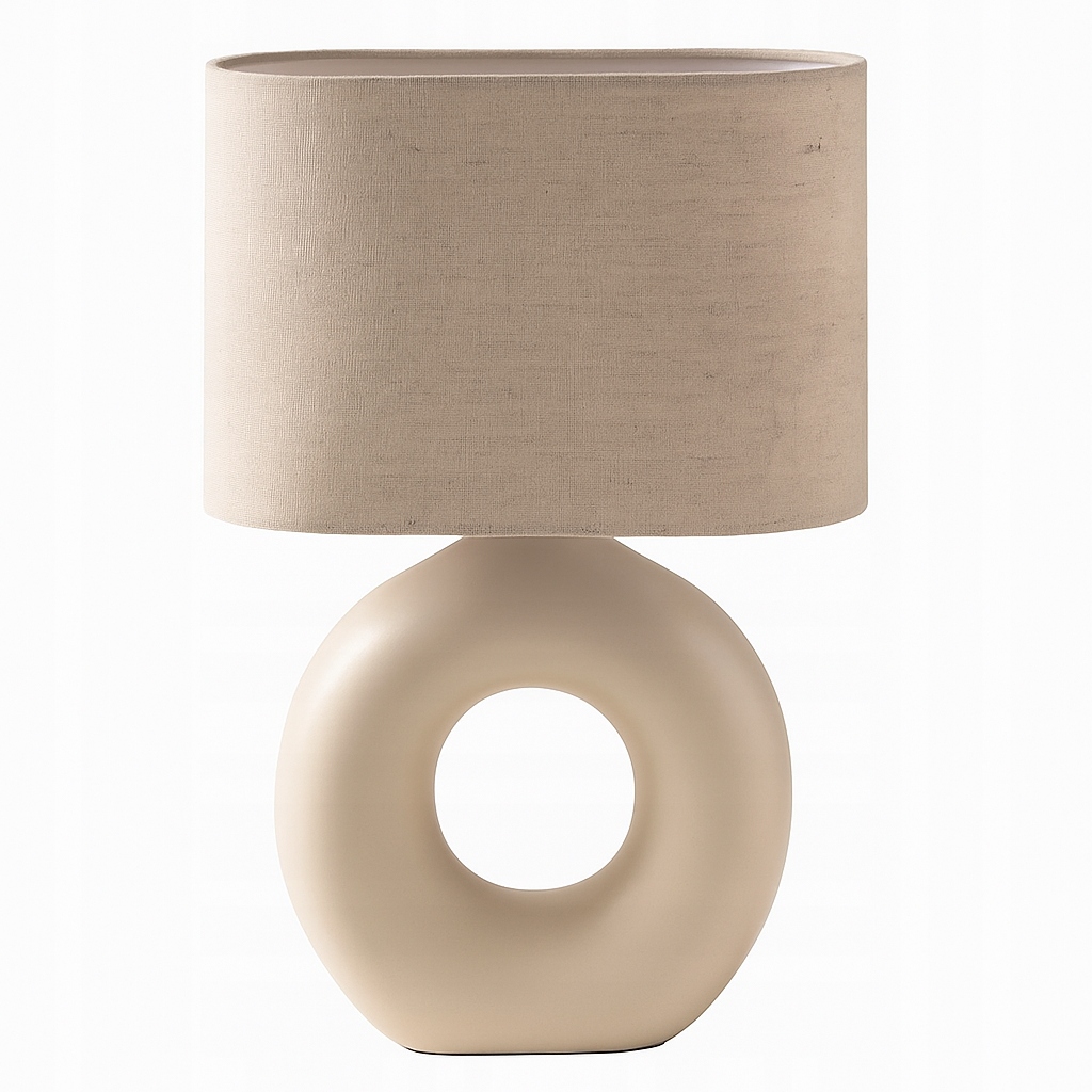 ELEGANCKA NOWOCZESNA Z KABLEM LOFT CERAMICZNA LAMPKA NOCNA STOŁOWA BEŻOWA