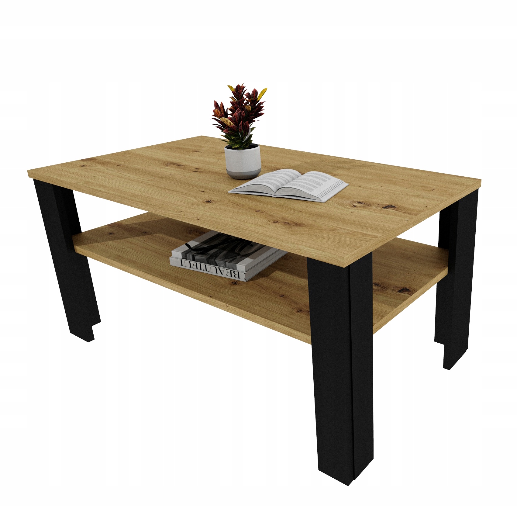 Stolek do obývacího pokoje Lara konferenční stůl lavice 96 cm velký dub Artisan _černé