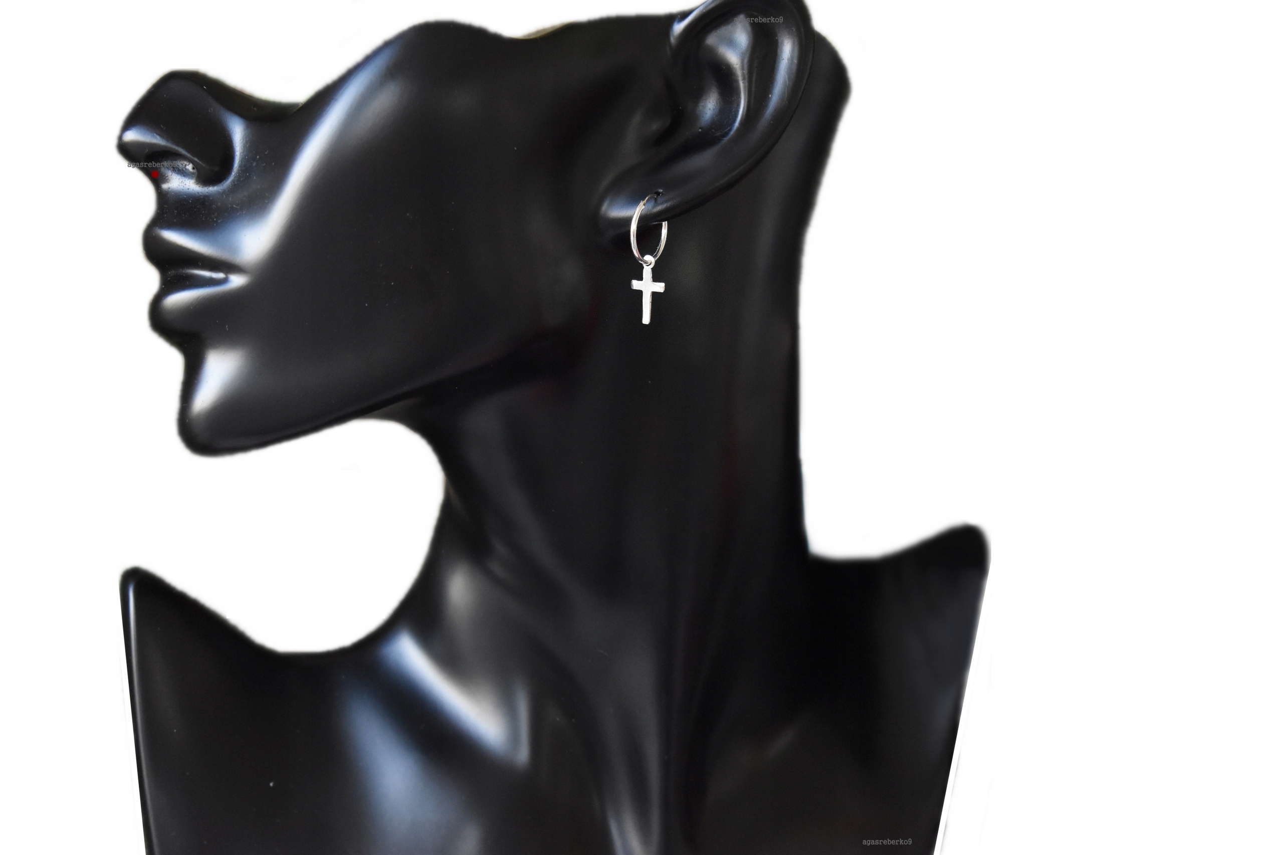 

pr. 925 Srebrny Kolczyk Kółko Z Krzyżykiem Krzyż