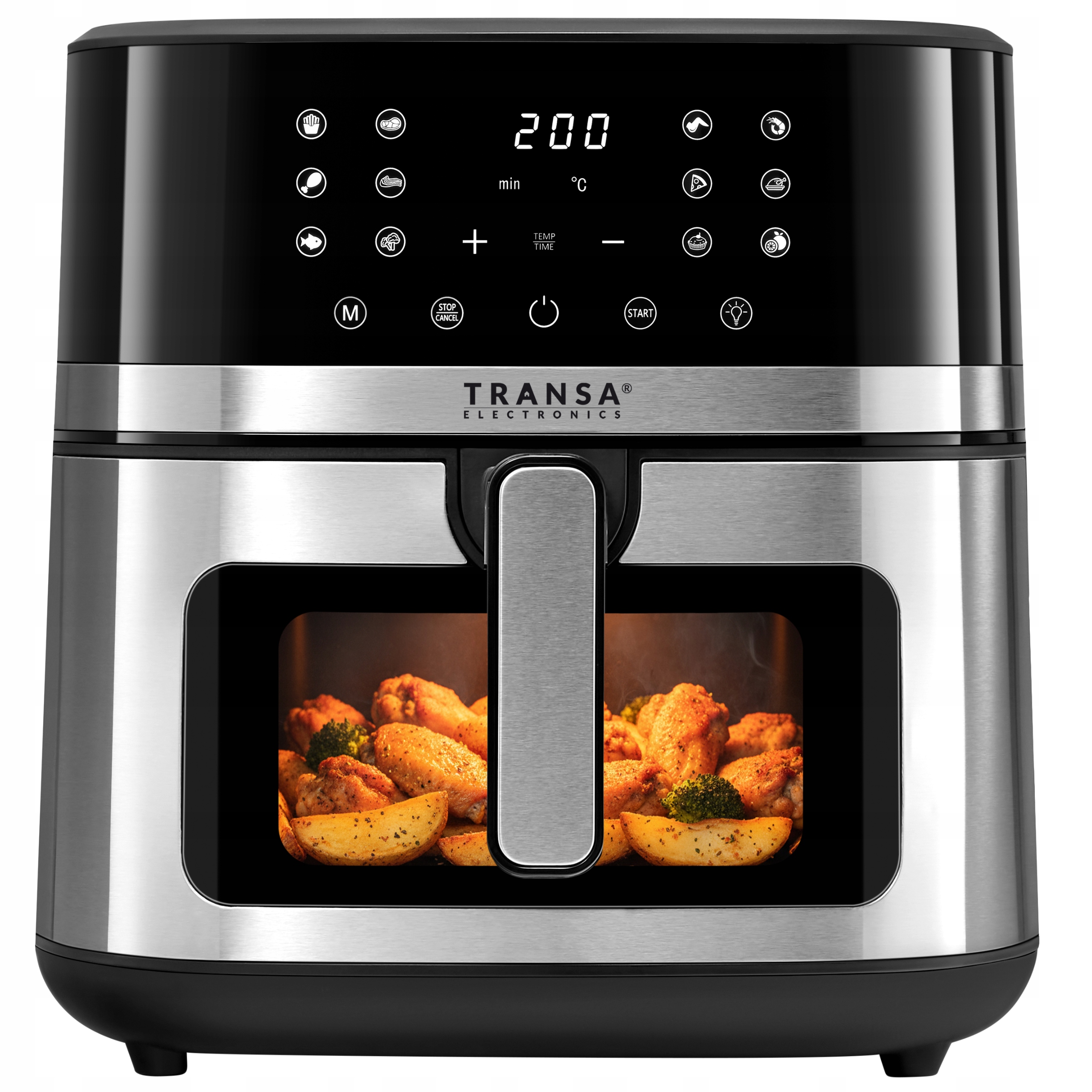 Frytkownica Beztłuszczowa Air Fryer Inox Duża Misa 8L 2200W 12 Programów