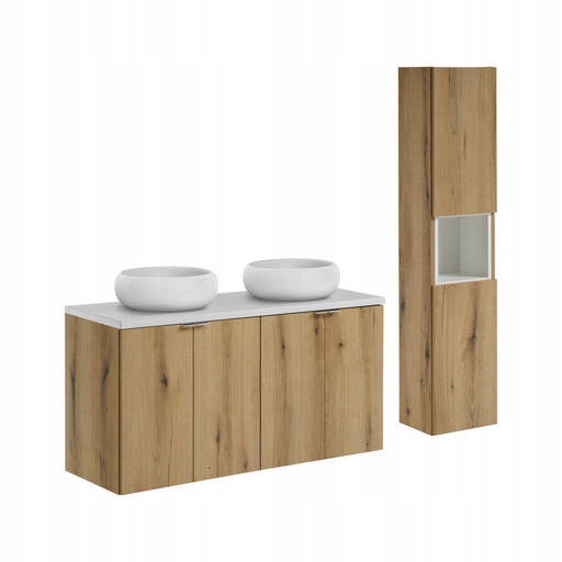Zestaw łazienkowy Nova Oak 120 cm z 2 umywalkami i szafką