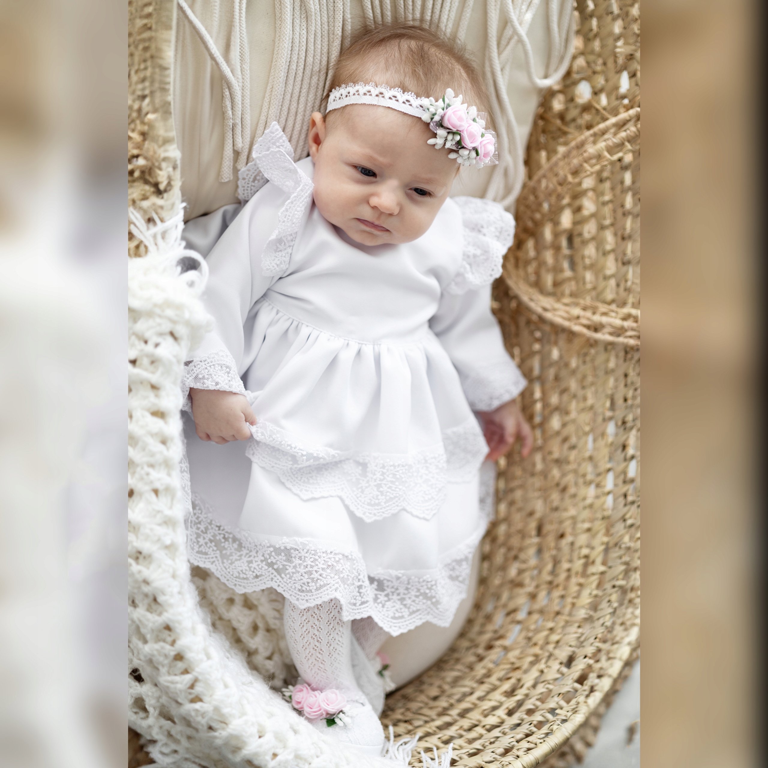 Sukienka do chrztu, delikatna koronka, r. 80 Rozmiar 80