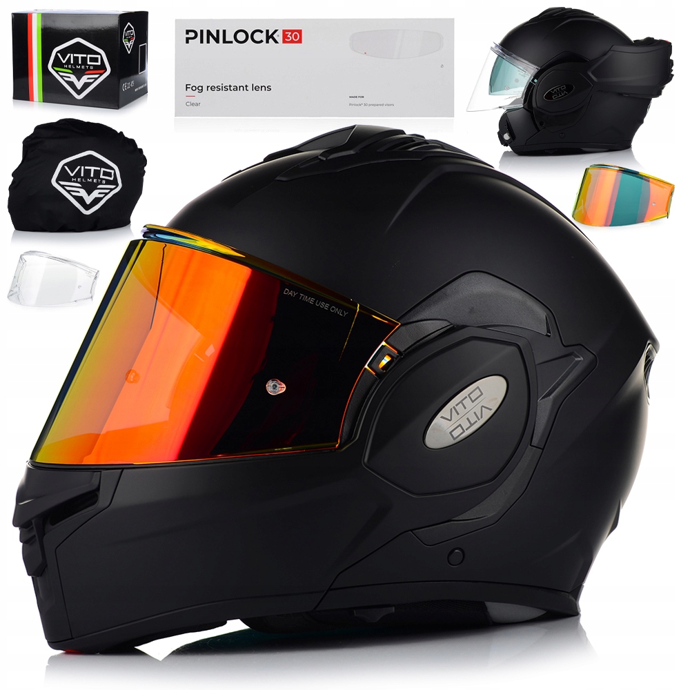 Motocyklová Přilba Čelistní| Vito Reverse Pinlock Blenda Dvojité Sklo