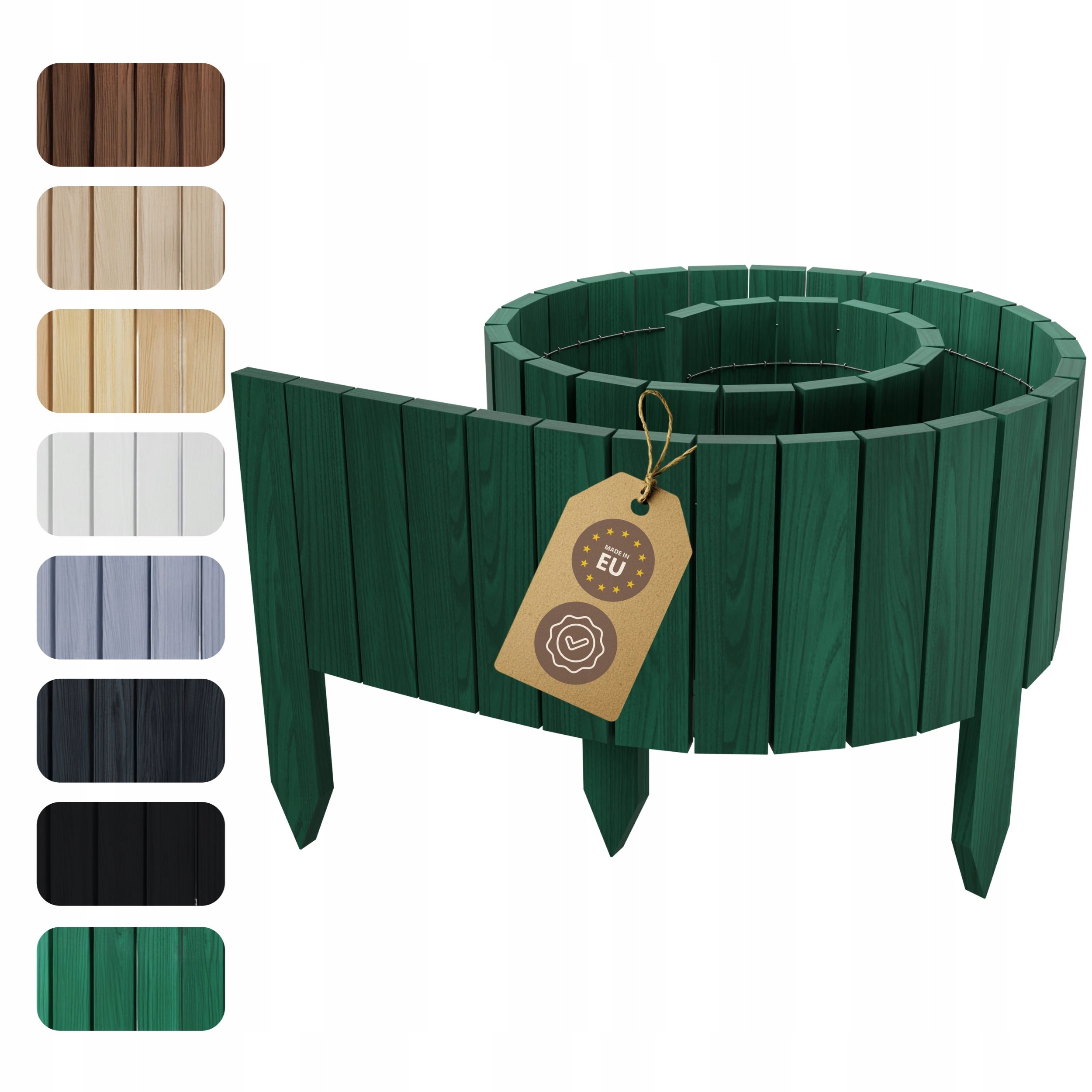 Zahradní Lem Dřevěný plot palisáda Floranica 200 x 40 cm Zelená