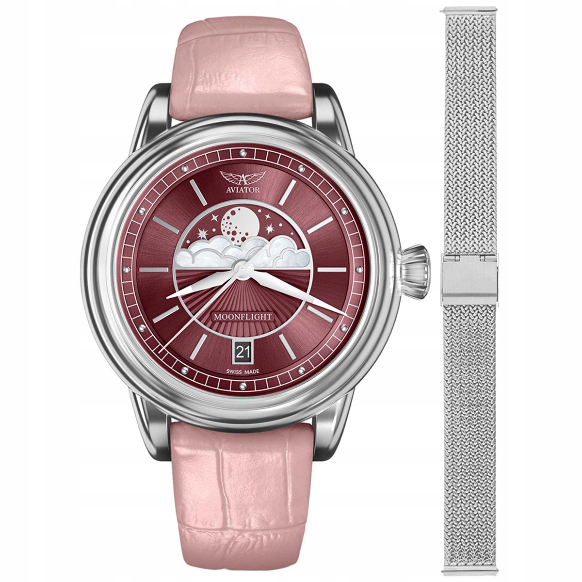 Dámské hodinky Aviator V.1.33.0.264.4.PM-SET stříbrné