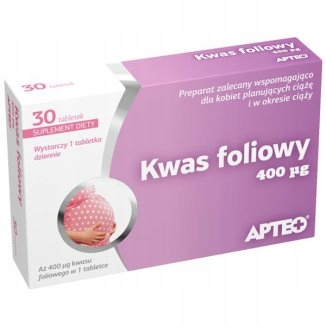 Apteo Kwas foliowy 0,4 mg 30 sztuk