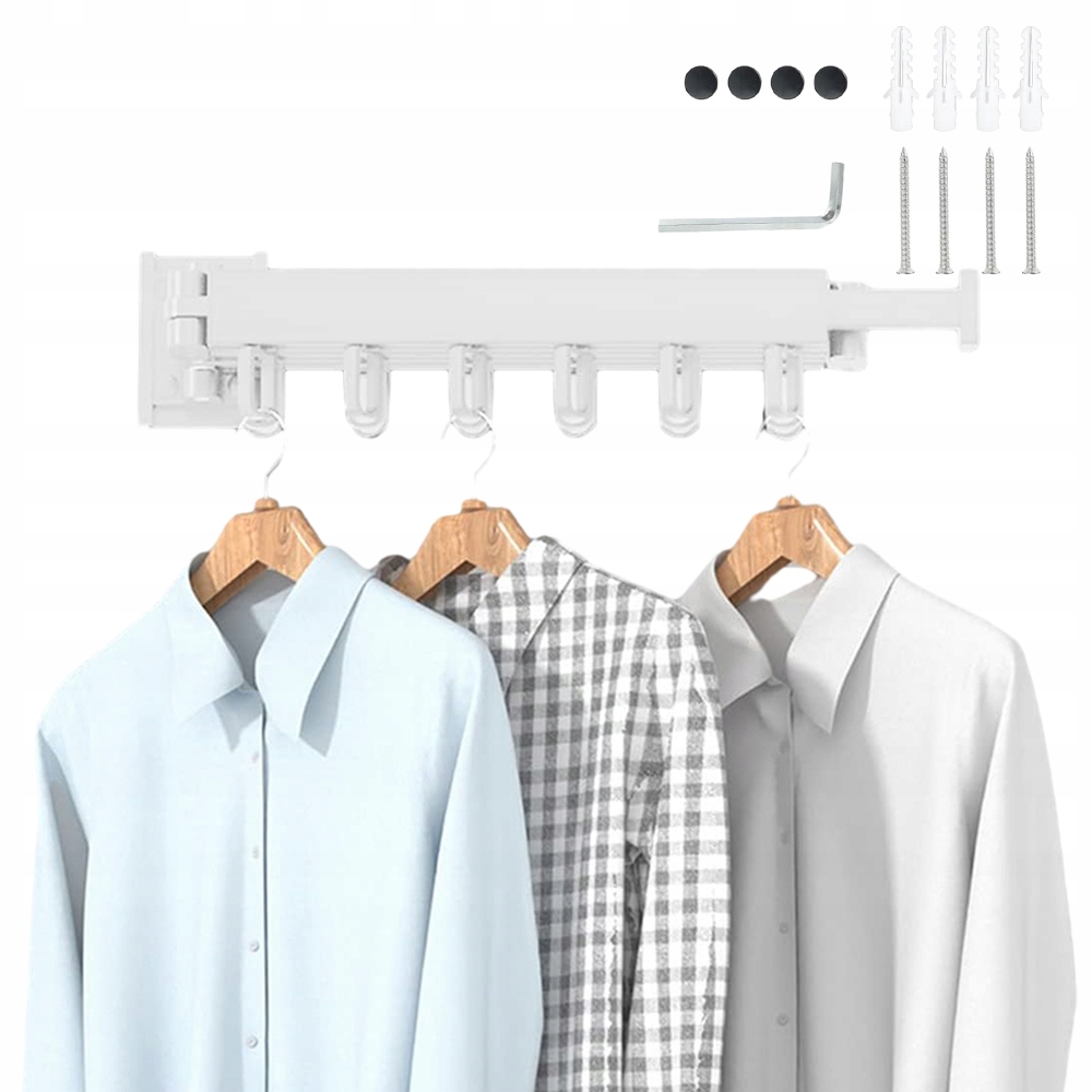 Levně 120 CM Věšák Na Oblečení Namontovaný Na Stěnu Prádelny, Bílý