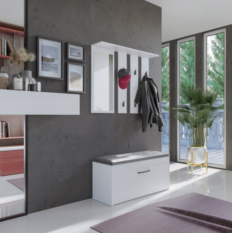 Nowoczesny Wieszak Do Przedpokoju 100 cm Biały PANAMA II TS - 4 Kolory Liczba sztuk 6 szt.