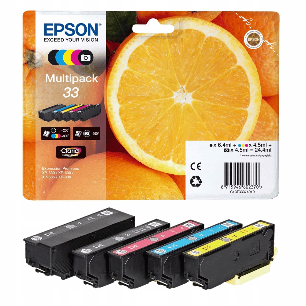 Nowy 5-pak Tusz 33 Epson T3337 Expression XP-900 XP-7100 XP-830 XP-645