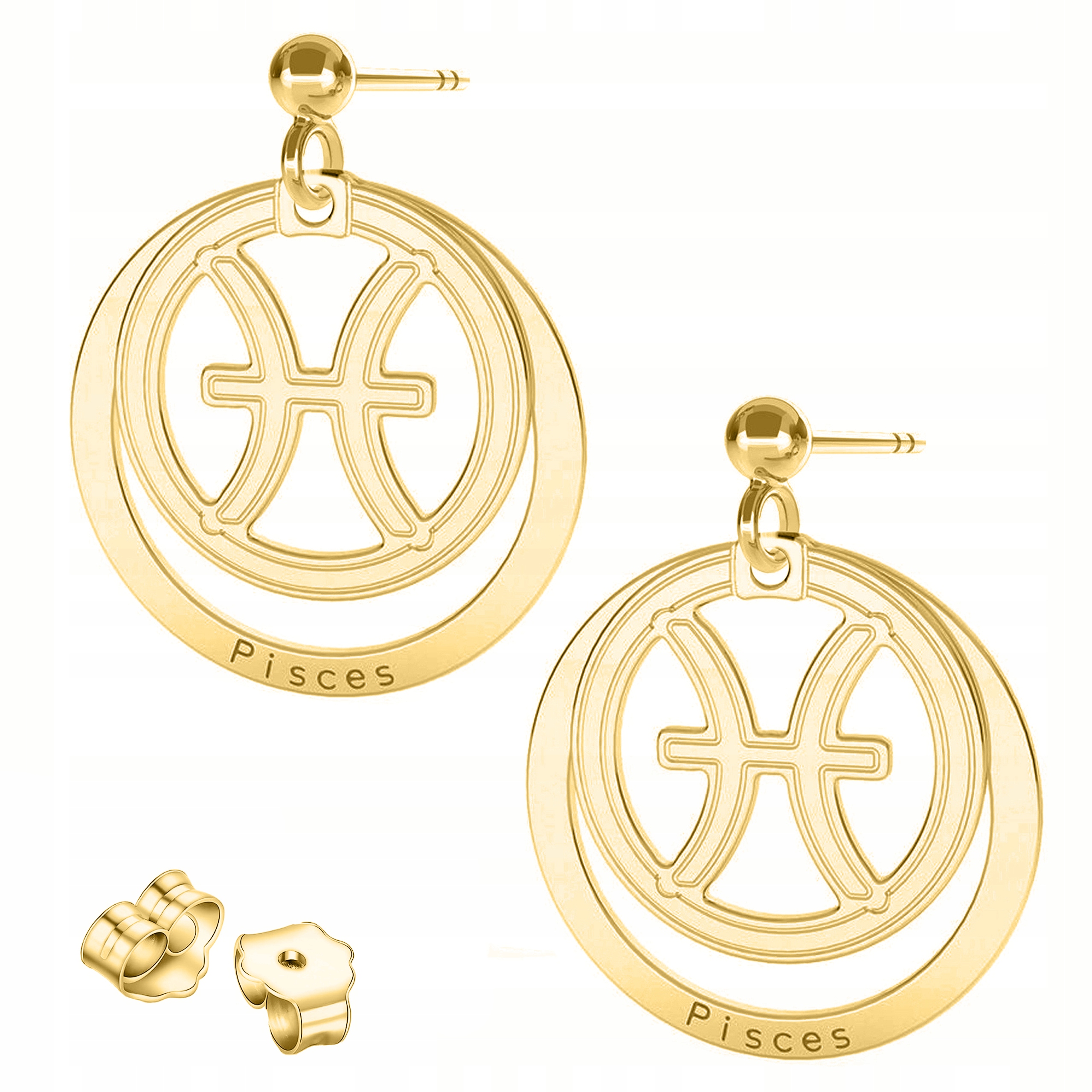Zlaté Náušnice Zodiac Ryby Pisces Zodiac pro ryby Stříbro 925
