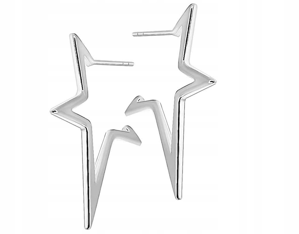 

Srebrne Kolczyki Gwiazdy Gwiazdki Gwiazda Kontur