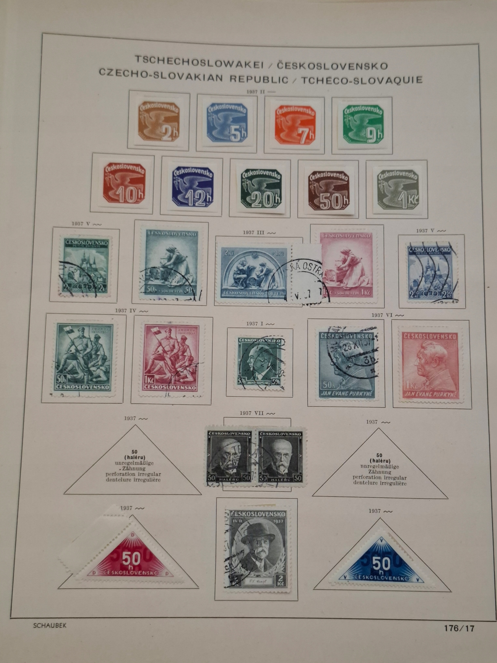 Znaczki Czechosłowacja strona z klasera Czechy
