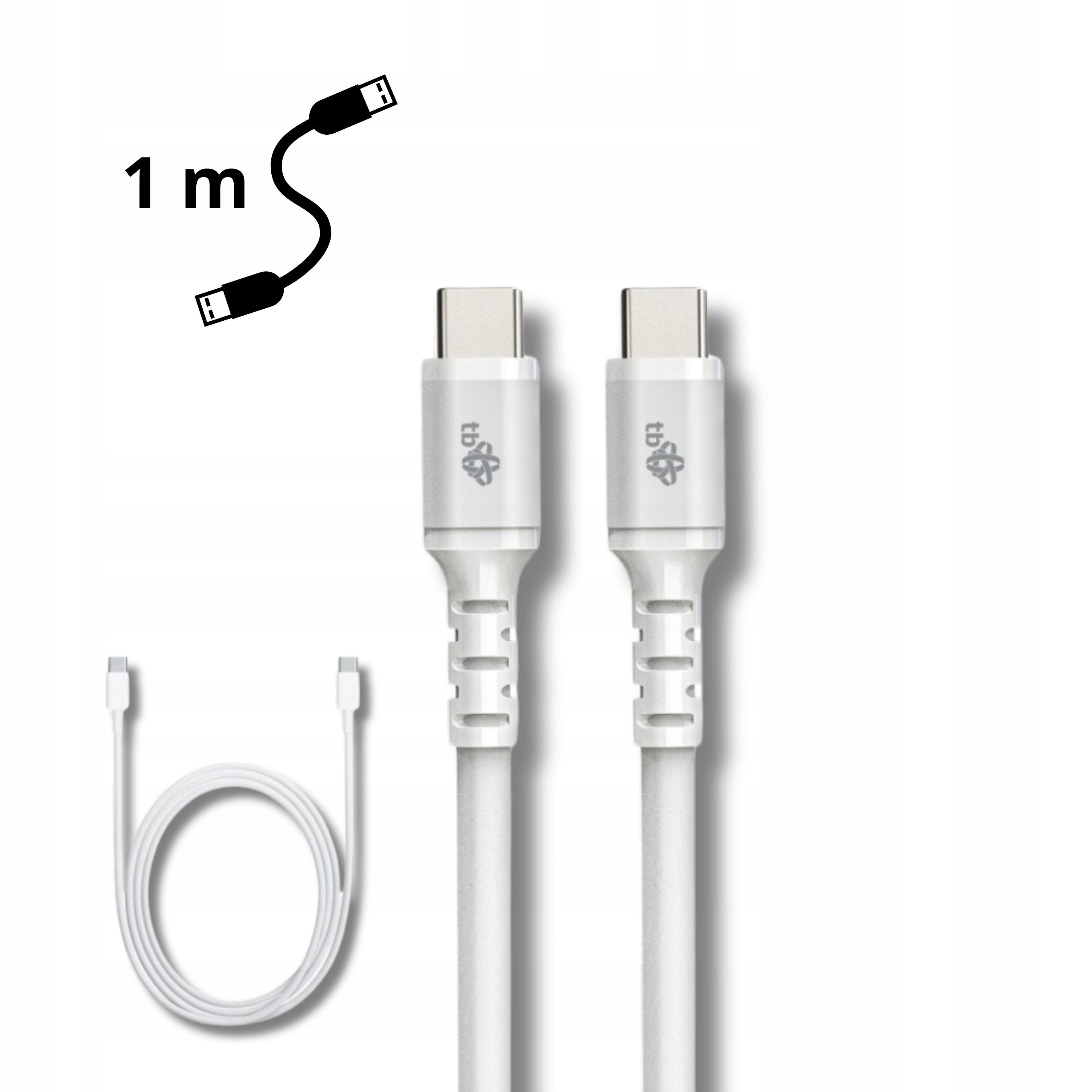 Kabel usb c wytrzymaly USB C - USB C 1 m. silikonowy biały