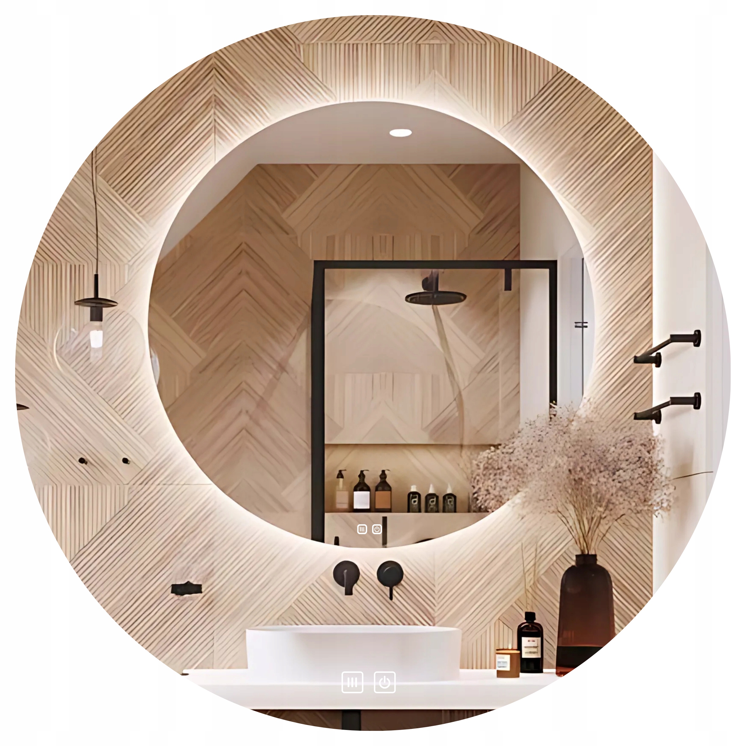 Zrcadlo 80 CM Kulaté, Podsvícené Dotykové Anti Fog, 3 Barvy